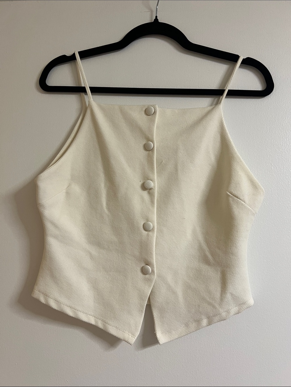 Zara Cream Button-Front Spaghetti Strap Camisole